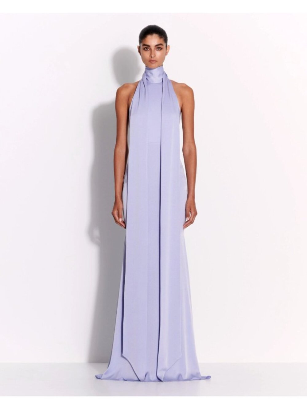 Alex Perry Halter Scarf Gown Satin Crepe Maxi Gown Women's Size 0/XXS - Picture 3 of 10